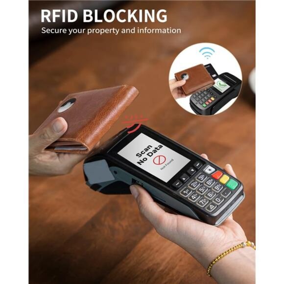 Mens Wallet with AirTag holder,Genuine Leather Bifold Wallets for Men RFID - Picture 5 of 7